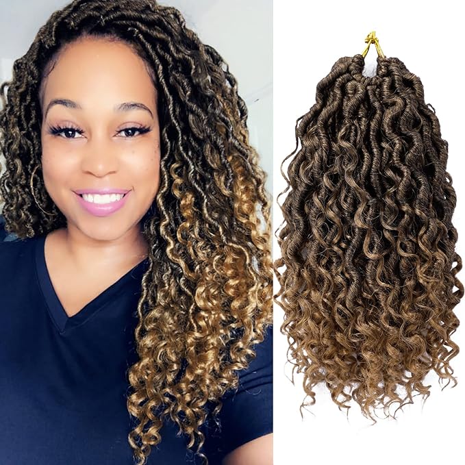 River Locs Crochet Braids with curls #1B/27 - Ombre: Black / Light Blonde