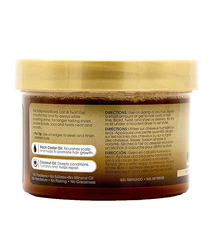 African Pride Black Castor Miracle Extra Hold Braid, Loc & Twist Gel 227g (8oz)