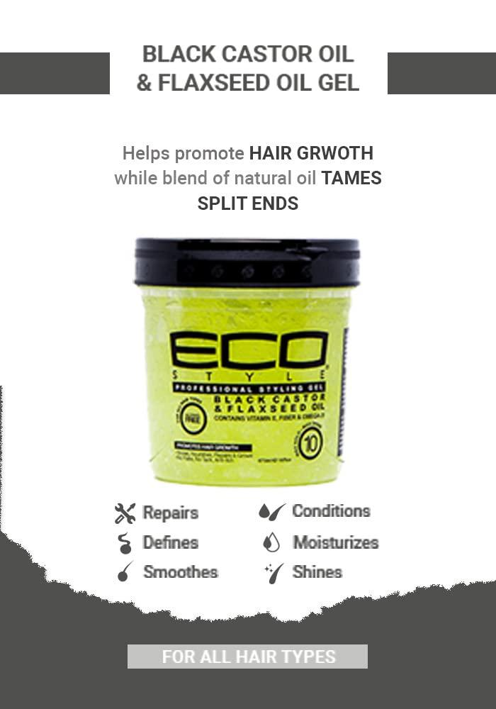Eco Style Gel Black Castor & Flaxseed Oil 235ml (8oz)