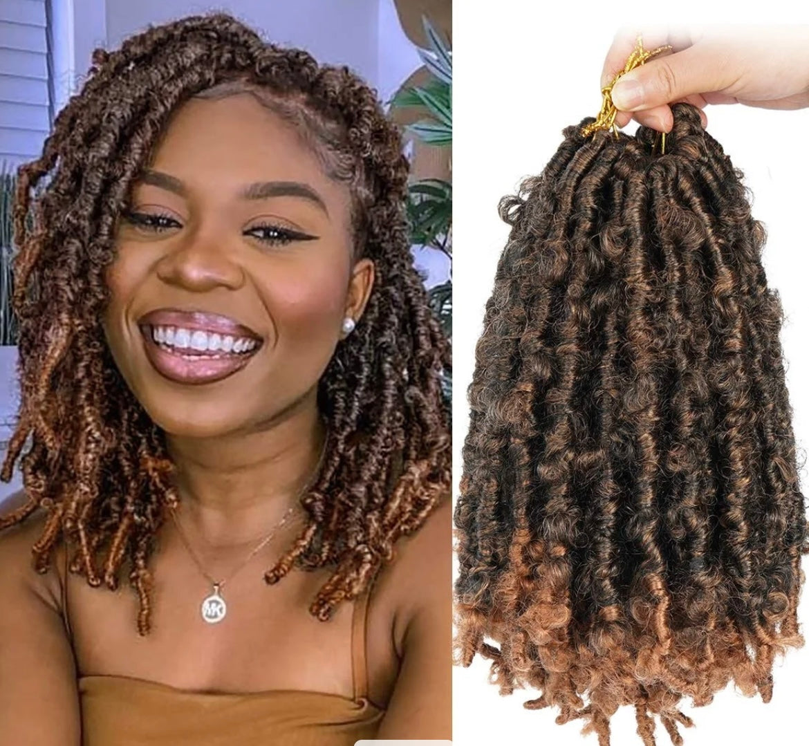 Butterfly Locs Crochet Braids #1B/27 - Ombre: Black / Light Blonde