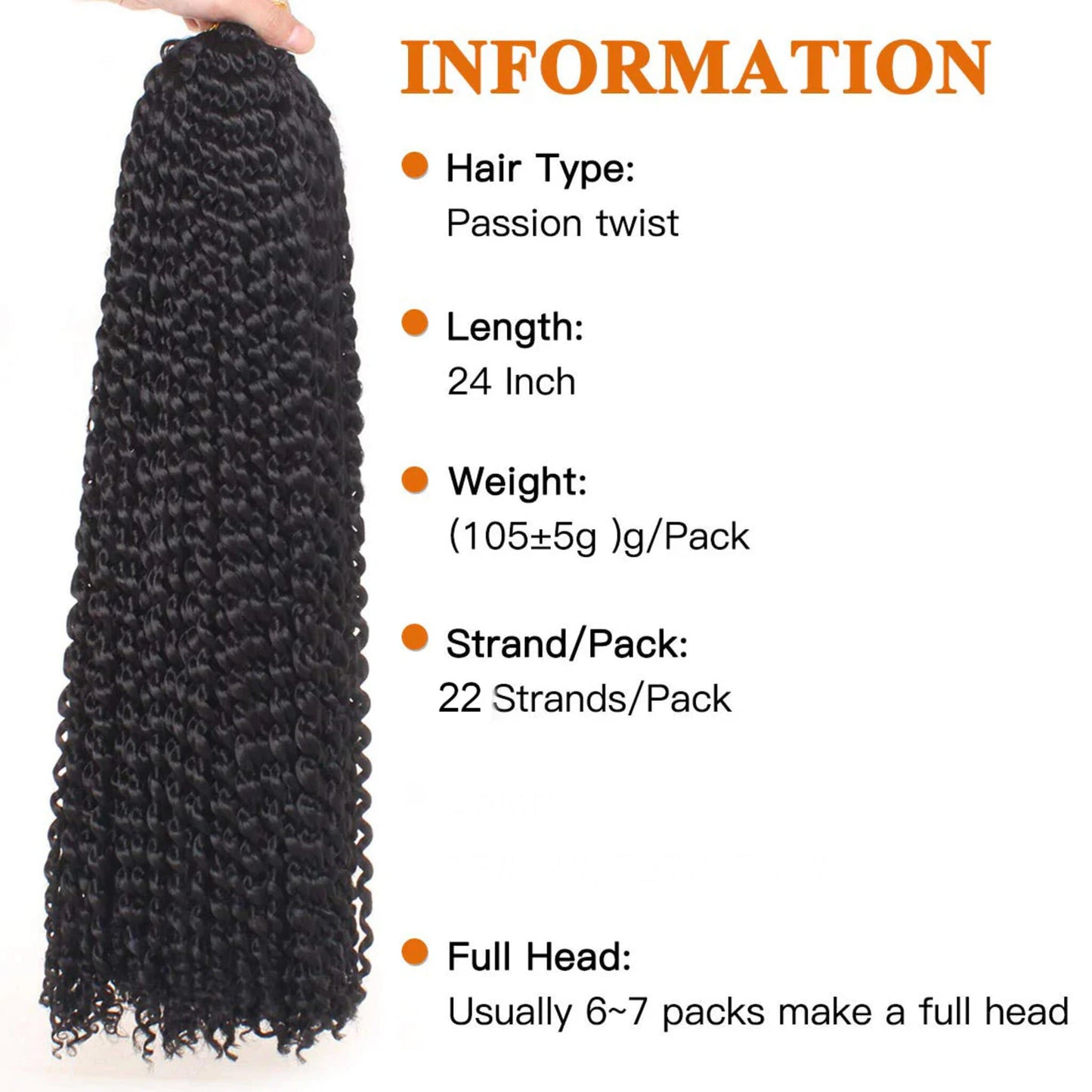Passion Twist Water Wave Crochet Hair #1B/33 - Ombre: Black / Dark Brown