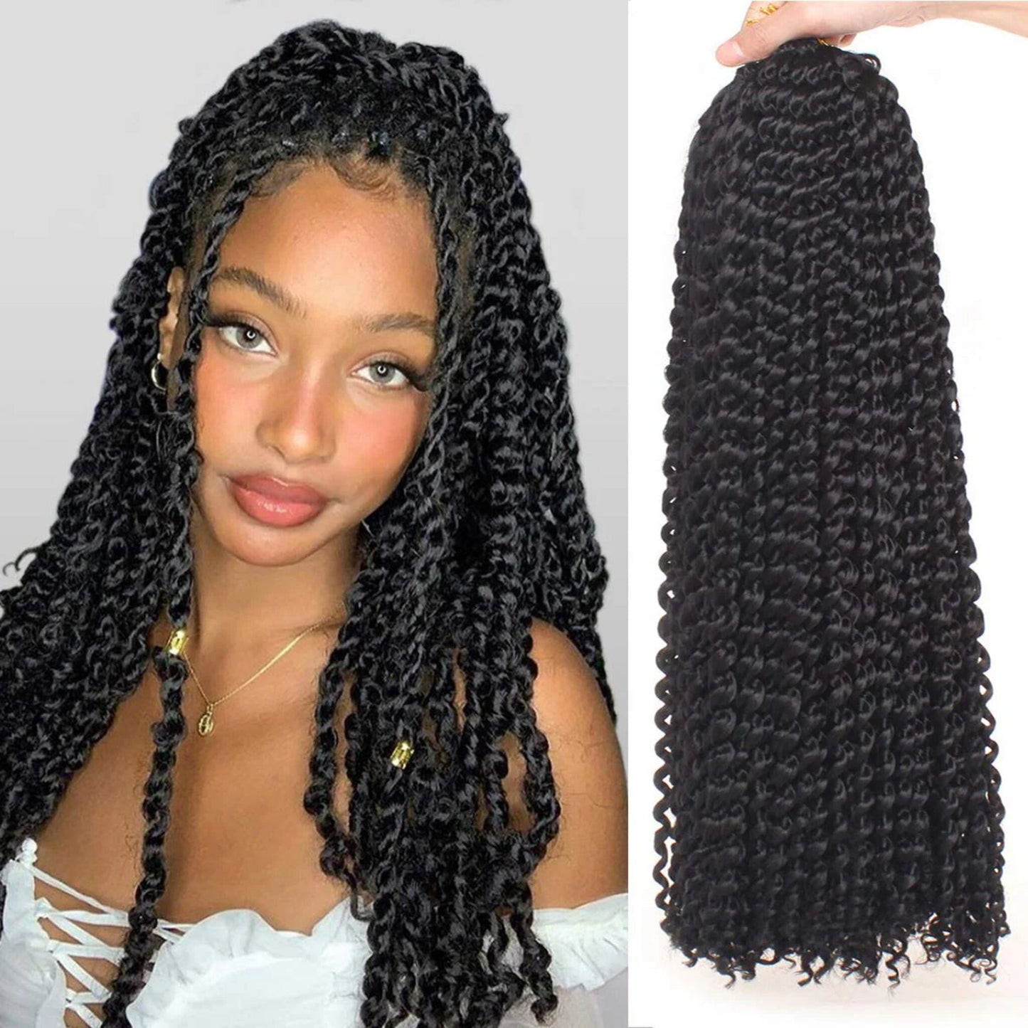 Passion Twist Water Wave Crochet Hair #2 - Coal Black