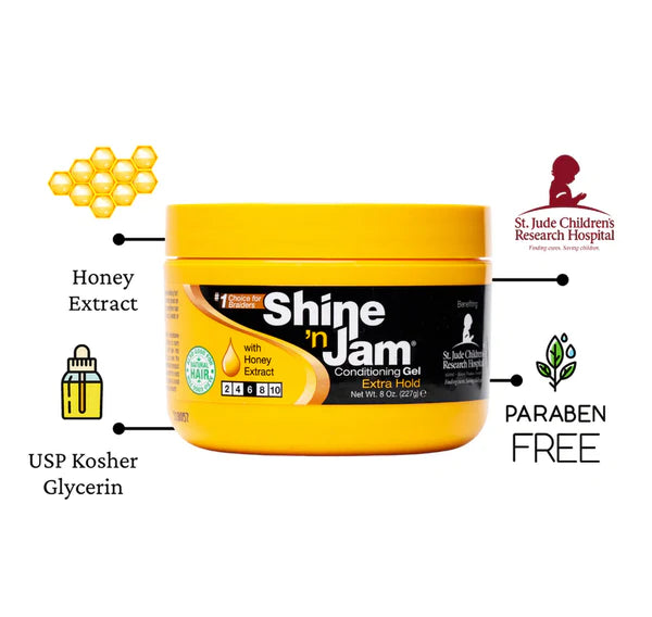 Shine 'n Jam Conditioning Gel Extra Hold With Honey Extract 227g (8oz)