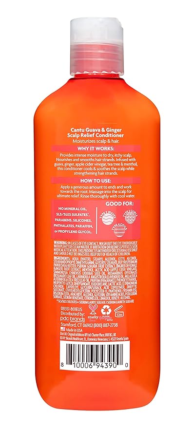 Cantu Guava Scalp Relief Conditioner For Natural Curls Coils & Waves 400ml (13.5oz)