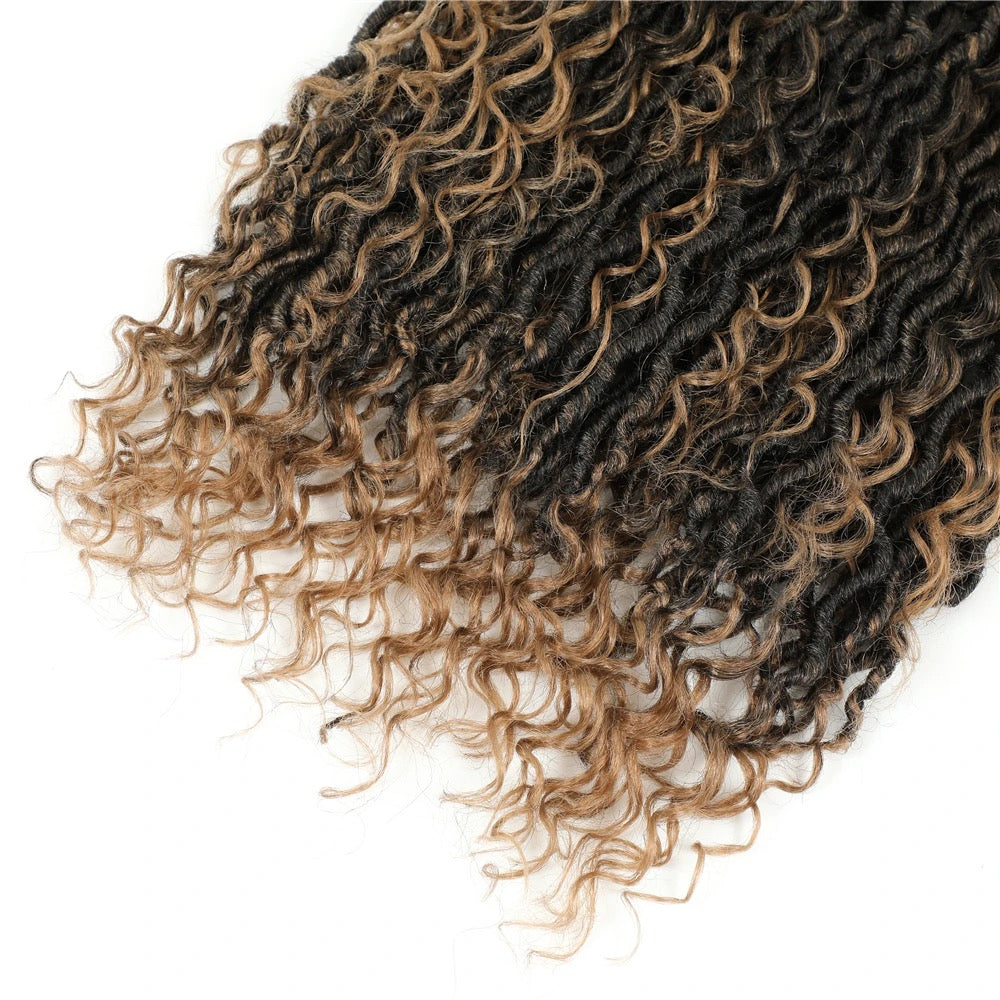 River Locs Crochet Braids with curls #1B/30 - Ombre: Black / Dark Blonde