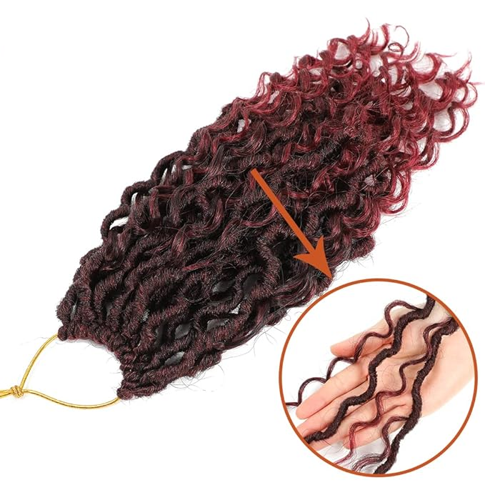 River Locs Crochet Braids with curls #1B/BUG - Ombre: Black / Burgundy