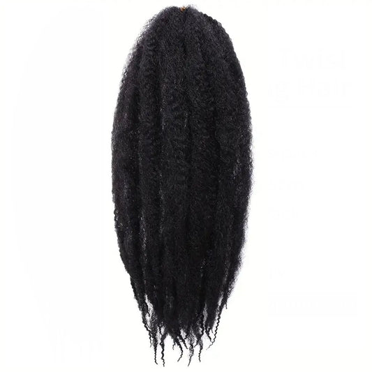 Afro Kinky / Marley Braid Twist Crochet Hair #2 - Coal Black