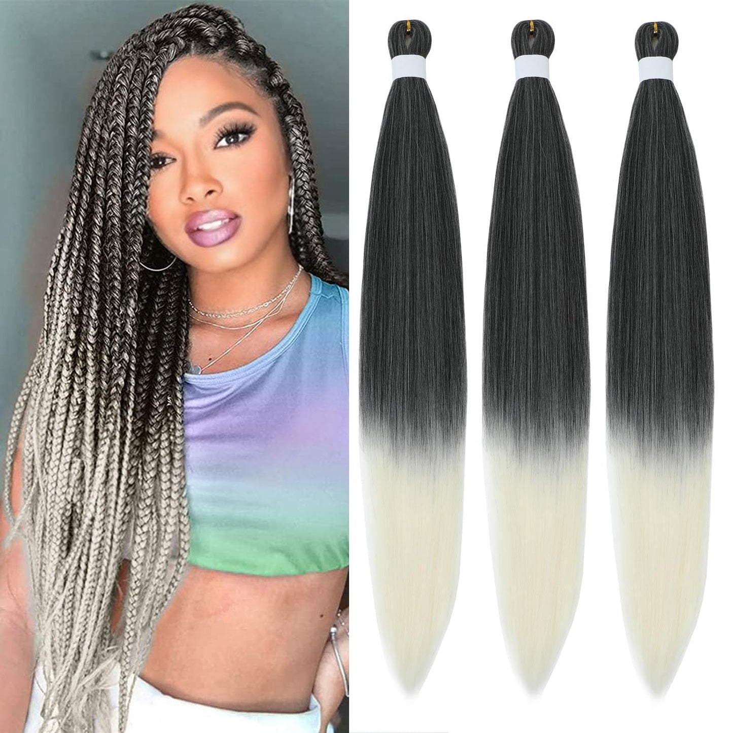 Braiding hair extensions - Best Hair #1B/613 - Ombre: Black / White