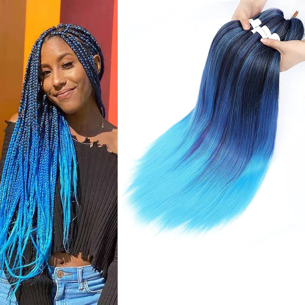 Braiding hair extensions - Best Hair #1B/Light Blue - Ombre: Black / Light Blue