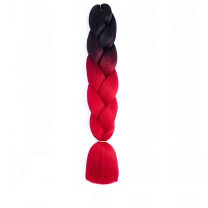 Braiding hair extensions #B1 - Ombre: Black / Bright Red