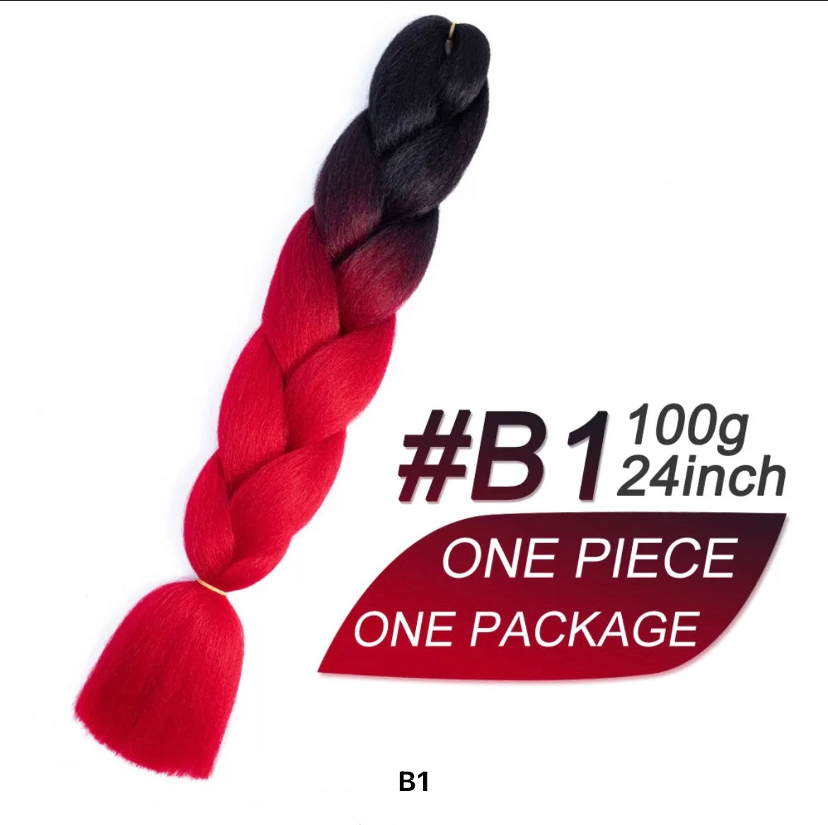 Braiding hair extensions #B1 - Ombre: Black / Bright Red