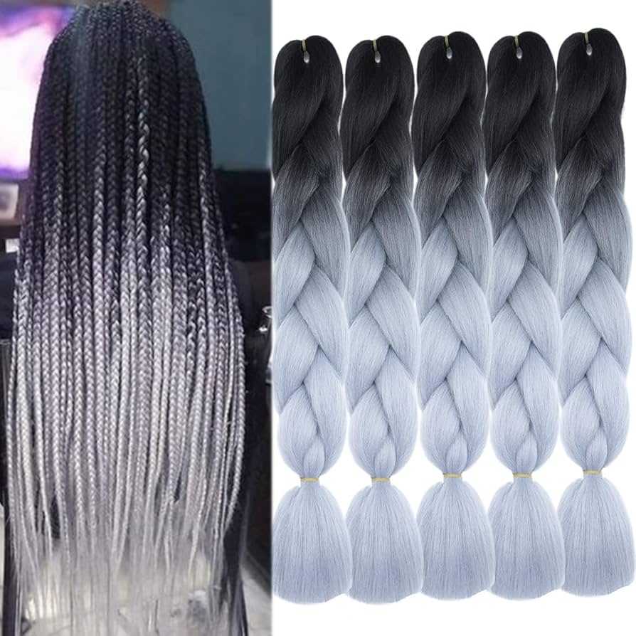 Braiding hair extensions #B37 - Ombre: Black / Grey