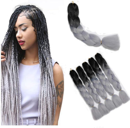 Braiding hair extensions #B37 - Ombre: Black / Grey