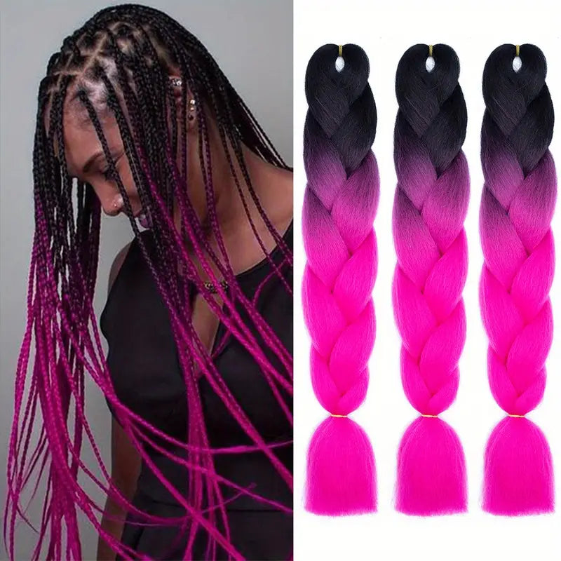 Braiding hair extensions #B7 - Ombre: Black / Dark Pink