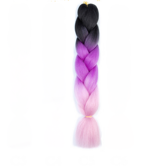 Braiding hair extensions #C5 - Ombre: Black / Dark Pink / Baby Pink