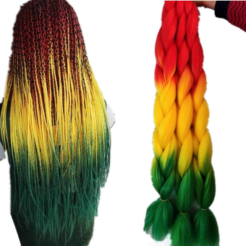 Braiding hair extensions #C60 - Ombre: Red / Yellow / Green