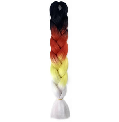 Braiding hair extensions #D1 - Ombre: Black / Red / Yellow / White