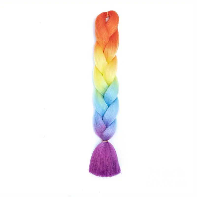 Braiding hair extensions #D4 - Ombre: Red / Yellow / Blue / Purple