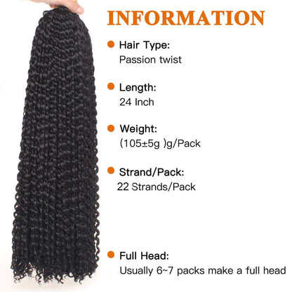 Passion Twist Water Wave Crochet Hair #1B/33 - Ombre: Black / Dark Brown