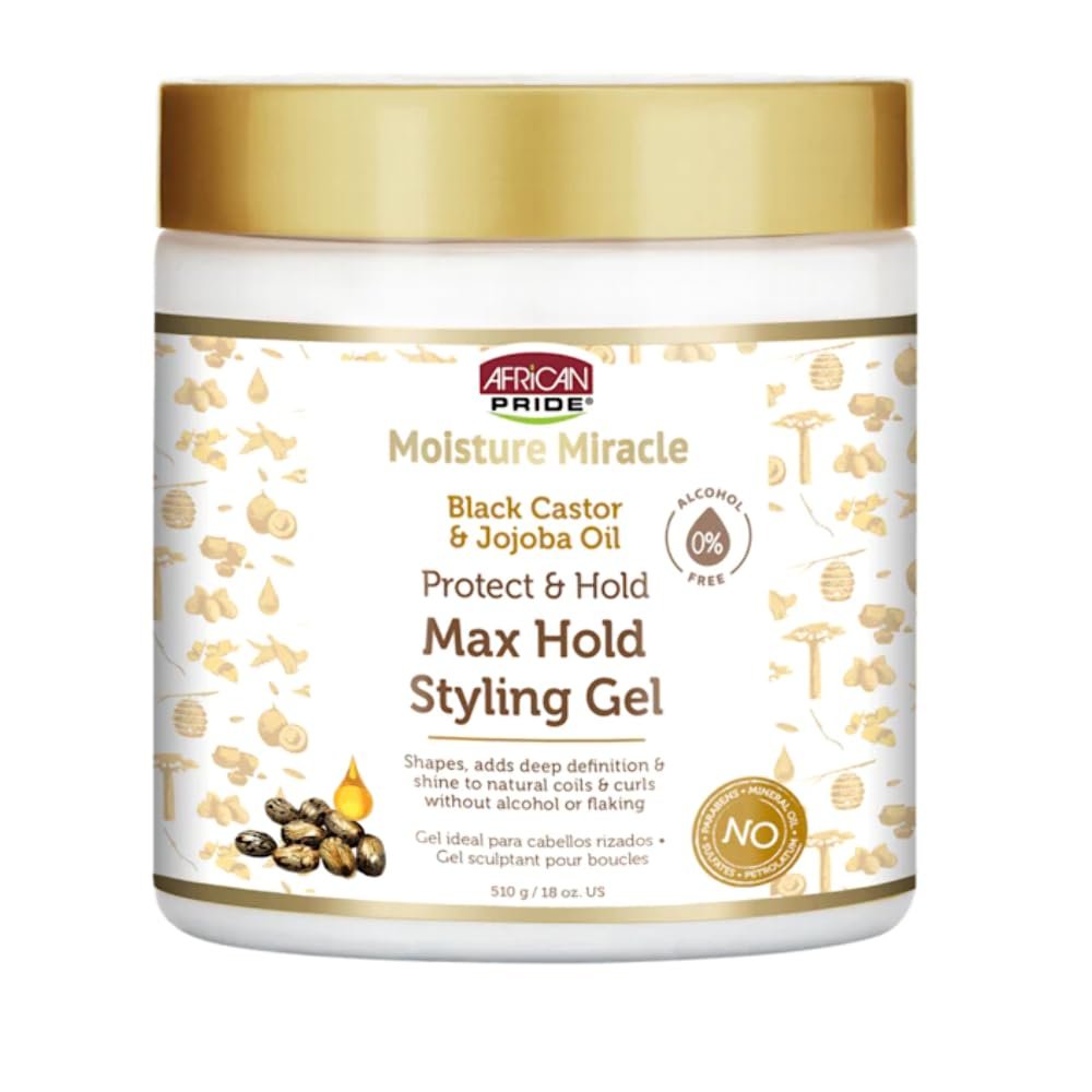 African Pride Moisture Miracle Black Castor & Jojoba Oil Max Hold Styling Gel 510g (18oz)