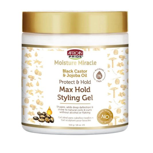 African Pride Moisture Miracle Black Castor & Jojoba Oil Max Hold Styling Gel 510g (18oz)