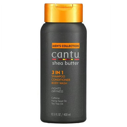 Cantu Men's Collection Shea Butter 3-in-1 Shampoo, Conditioner, Body Wash 400ml (13.5oz)