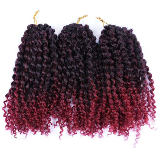 Kinky Curly Marley Bob Crochet Braids #1B/Red - Ombre: Black / Red