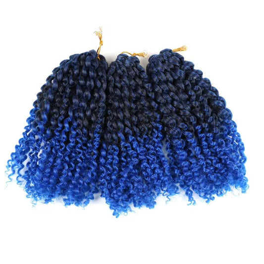 Kinky Curly Marley Bob Crochet Braids #1B/Blue - Ombre: Black / Blue