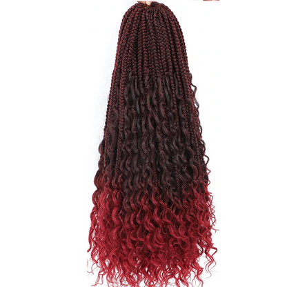 Bohemian / Goddess Crochet Braids #1B/RED - Ombre: Black / Red