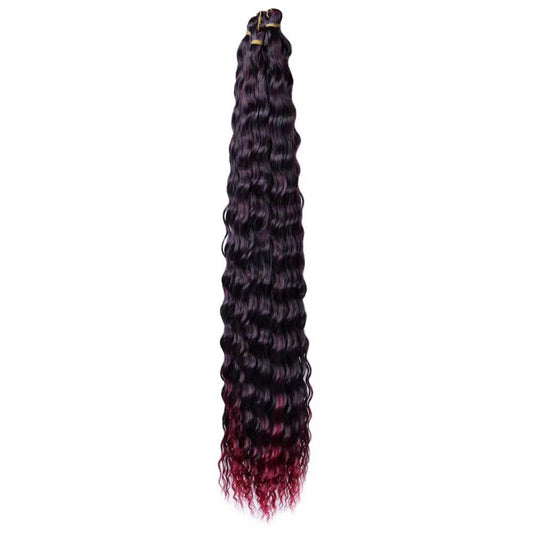 Wavy Goddess Deep Curly Braiding Hair #1B/BUG - Ombre: Black / Burgundy