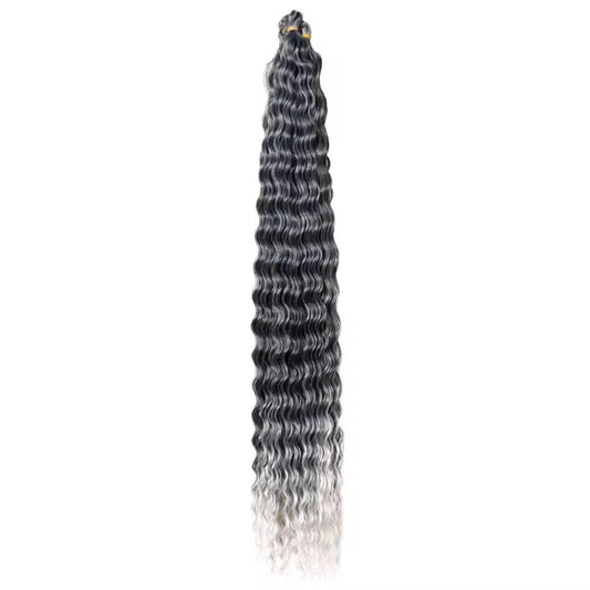Wavy Goddess Deep Curly Braiding Hair #1B/GREY - Ombre: Black / Grey