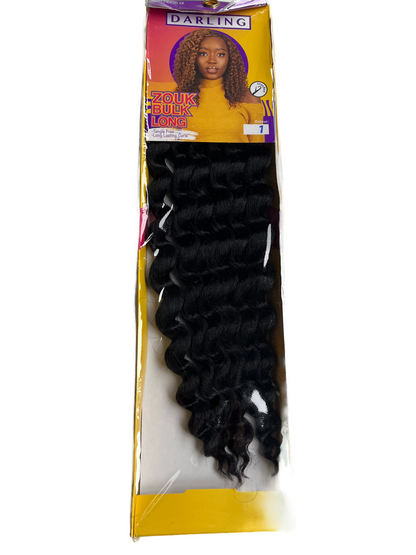 Deep Boho Curls Darling Zouk Bulk Long Braiding Hair #1B - Black